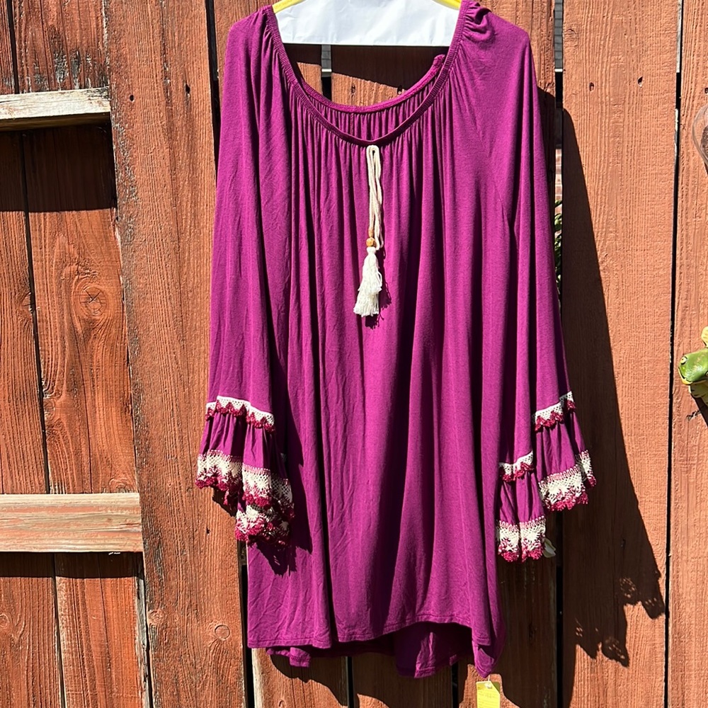 Miss Kelly 1999 boho blouse size 3x magenta. Retails $59.99